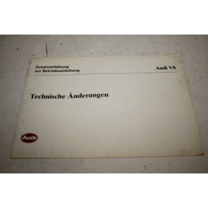 Aanvulling instructieboekje duitstalig Audi V8 Bj 89-94